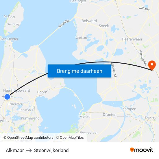 Alkmaar to Steenwijkerland map