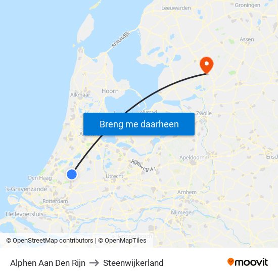 Alphen Aan Den Rijn to Steenwijkerland map