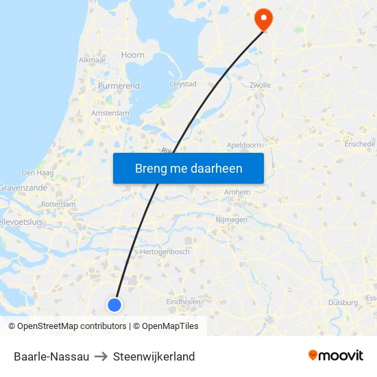 Baarle-Nassau to Steenwijkerland map