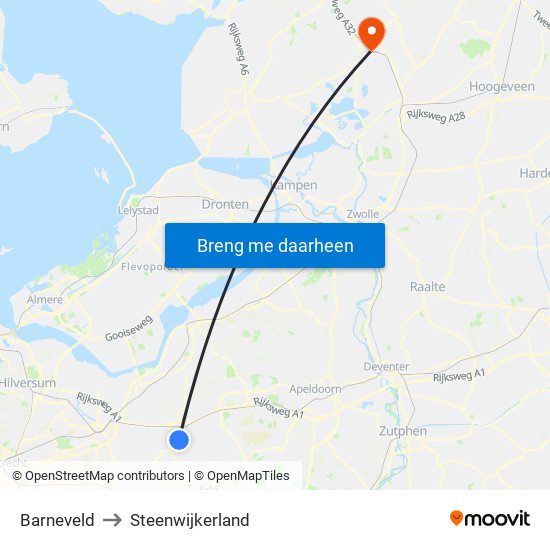 Barneveld to Steenwijkerland map