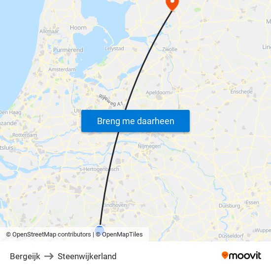 Bergeijk to Steenwijkerland map