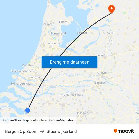 Bergen Op Zoom to Steenwijkerland map