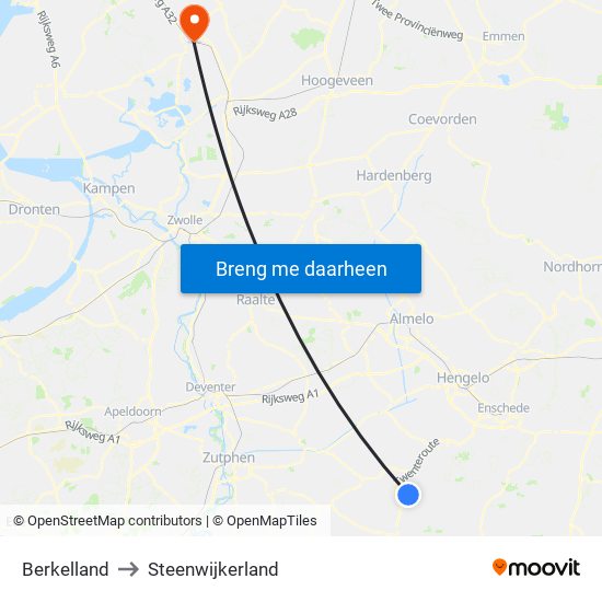 Berkelland to Steenwijkerland map