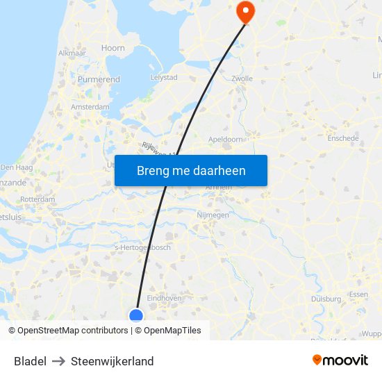 Bladel to Steenwijkerland map