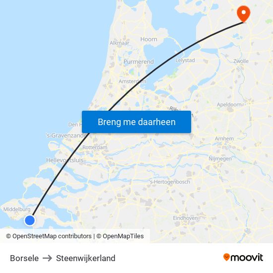 Borsele to Steenwijkerland map