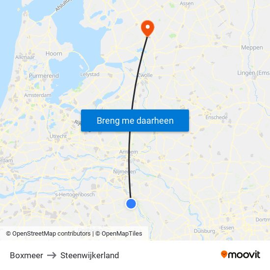 Boxmeer to Steenwijkerland map