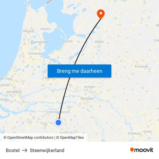 Boxtel to Steenwijkerland map