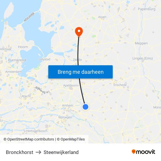 Bronckhorst to Steenwijkerland map