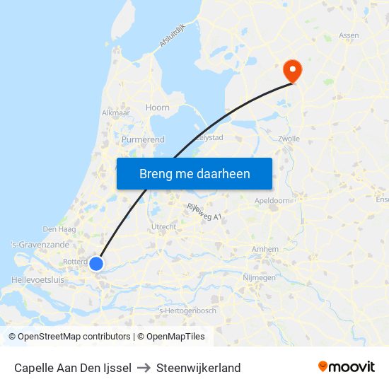 Capelle Aan Den Ijssel to Steenwijkerland map
