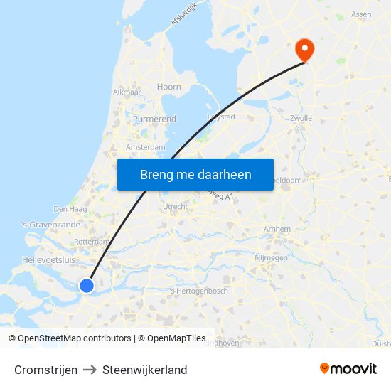 Cromstrijen to Steenwijkerland map