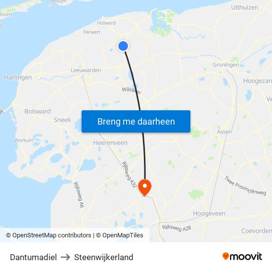 Dantumadiel to Steenwijkerland map