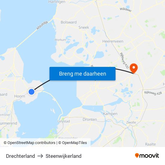 Drechterland to Steenwijkerland map