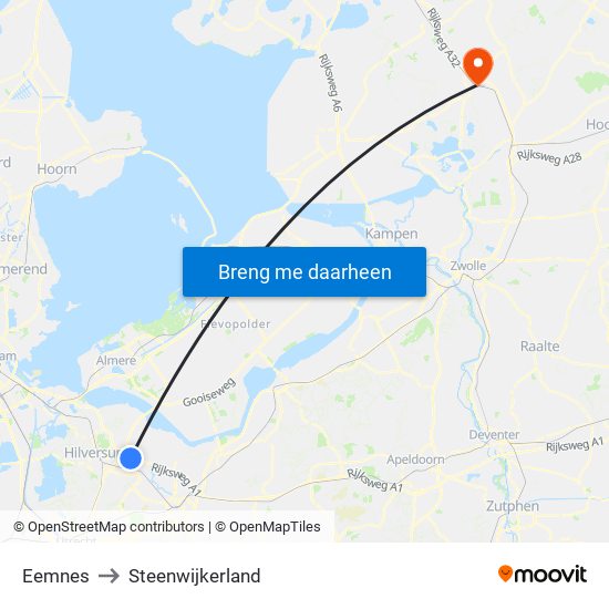 Eemnes to Steenwijkerland map