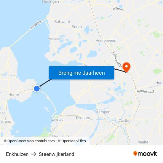 Enkhuizen to Steenwijkerland map