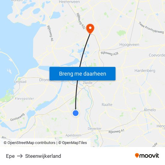 Epe to Steenwijkerland map