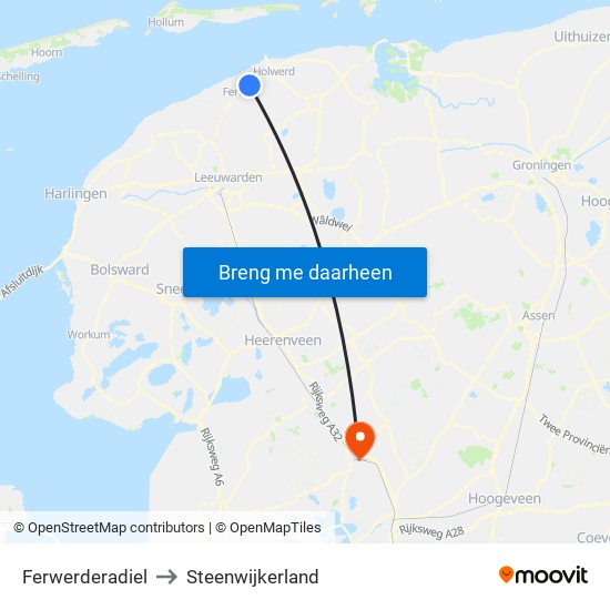 Ferwerderadiel to Steenwijkerland map