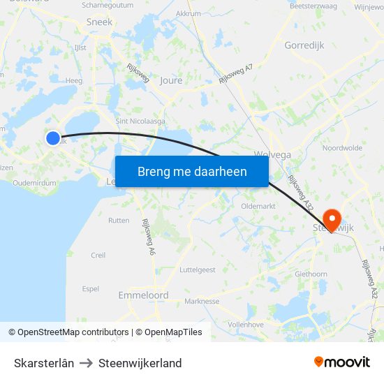Skarsterlân to Steenwijkerland map