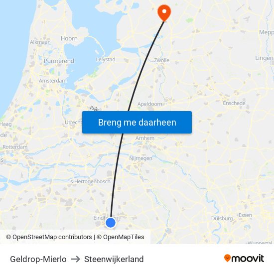 Geldrop-Mierlo to Steenwijkerland map