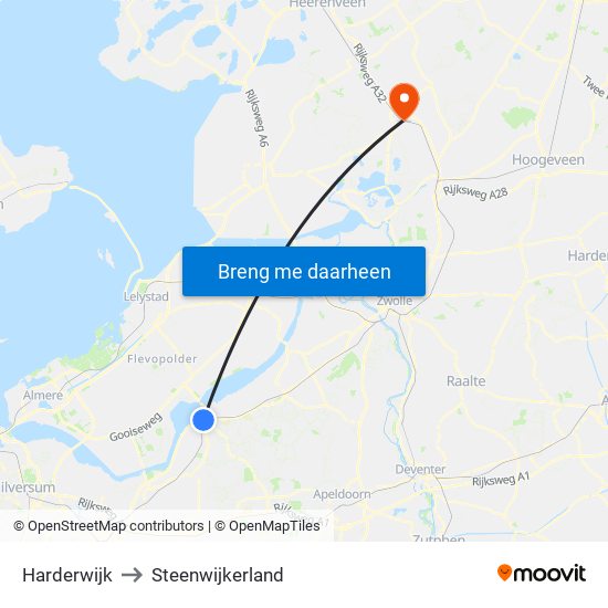 Harderwijk to Steenwijkerland map