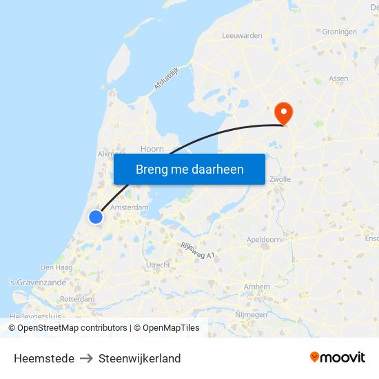 Heemstede to Steenwijkerland map