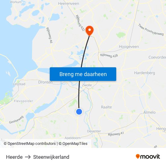 Heerde to Steenwijkerland map
