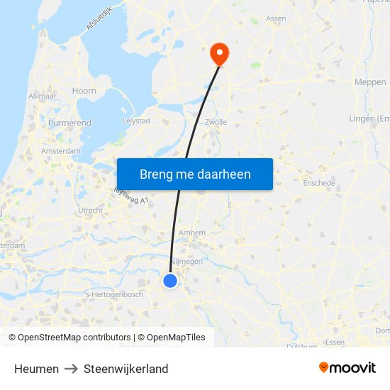 Heumen to Steenwijkerland map