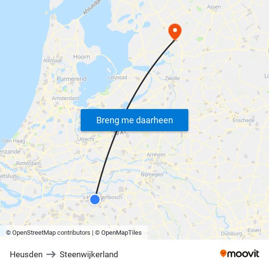 Heusden to Steenwijkerland map