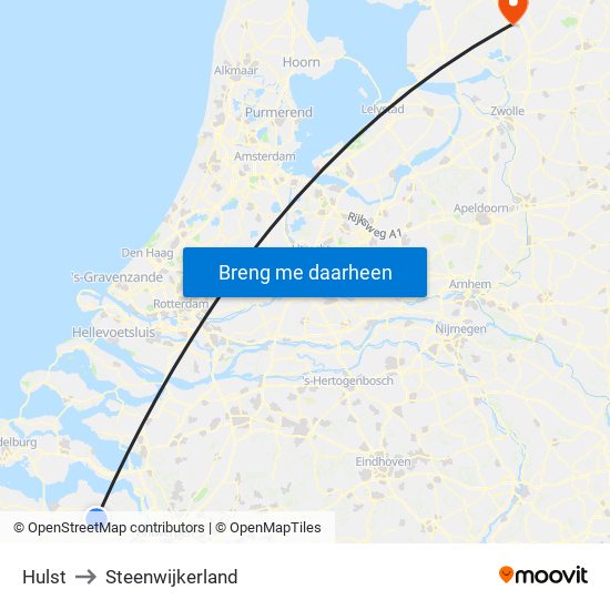 Hulst to Steenwijkerland map