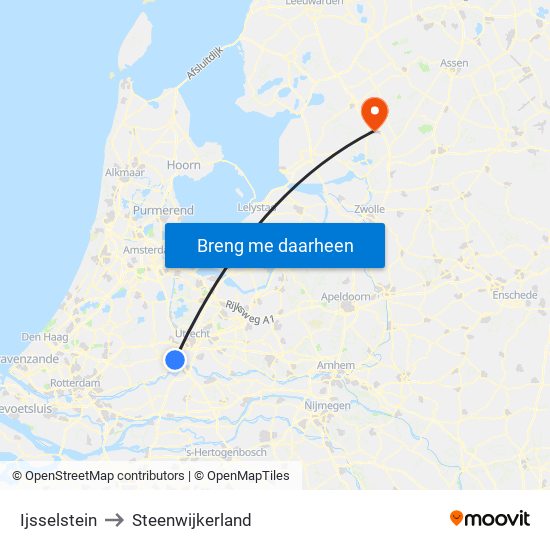 Ijsselstein to Steenwijkerland map