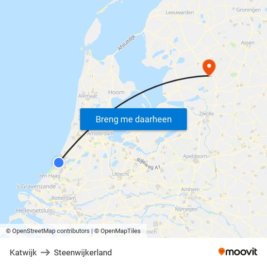 Katwijk to Steenwijkerland map
