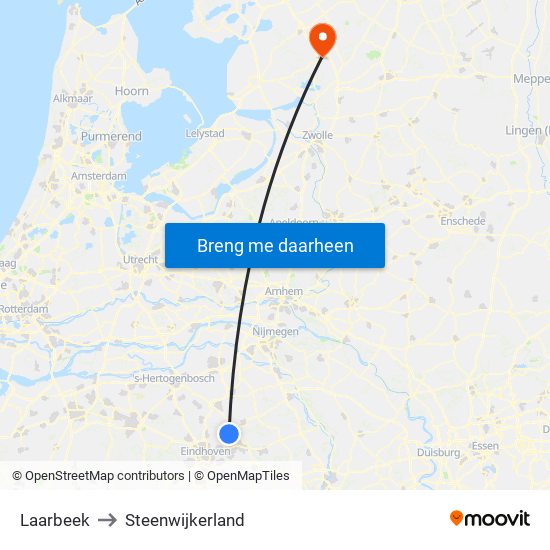Laarbeek to Steenwijkerland map