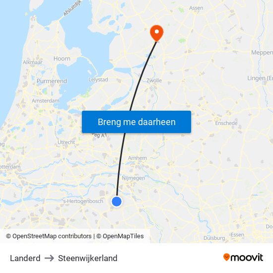 Landerd to Steenwijkerland map