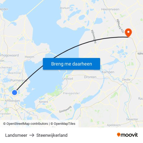 Landsmeer to Steenwijkerland map