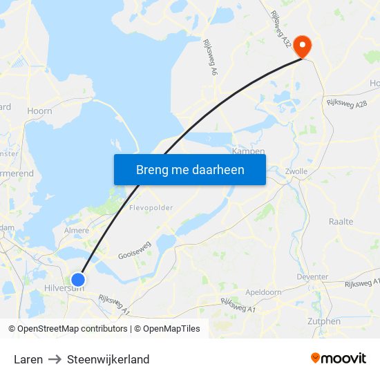 Laren to Steenwijkerland map