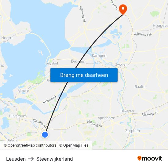 Leusden to Steenwijkerland map