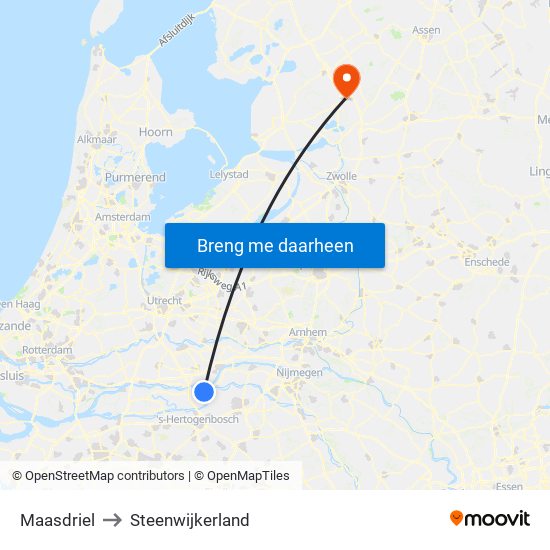 Maasdriel to Steenwijkerland map