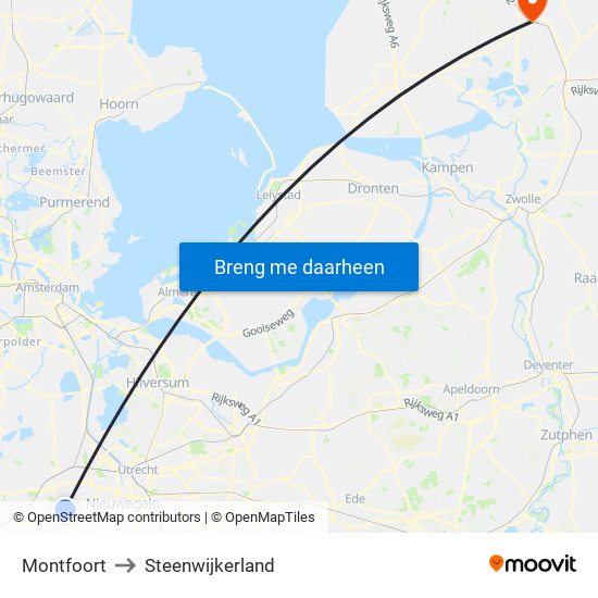 Montfoort to Steenwijkerland map