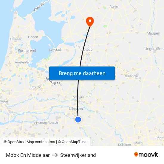 Mook En Middelaar to Steenwijkerland map