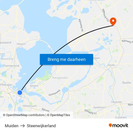 Muiden to Steenwijkerland map
