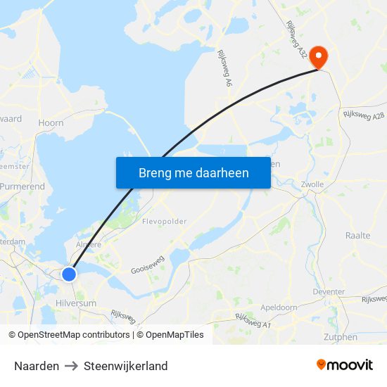 Naarden to Steenwijkerland map