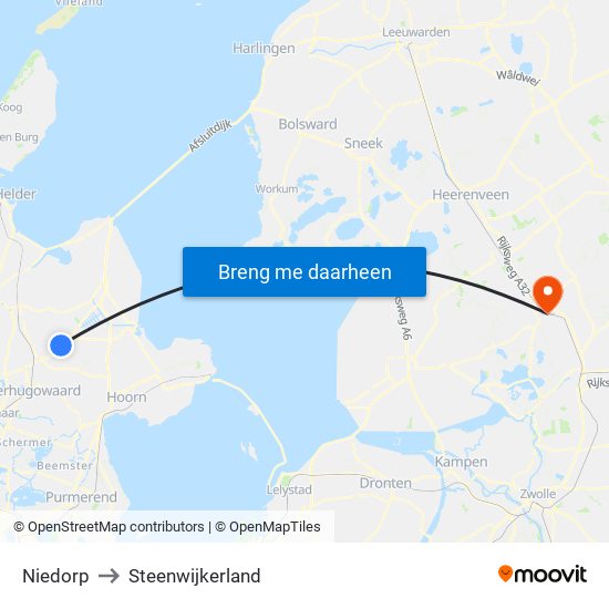Niedorp to Steenwijkerland map