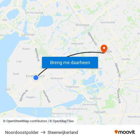 Noordoostpolder to Steenwijkerland map