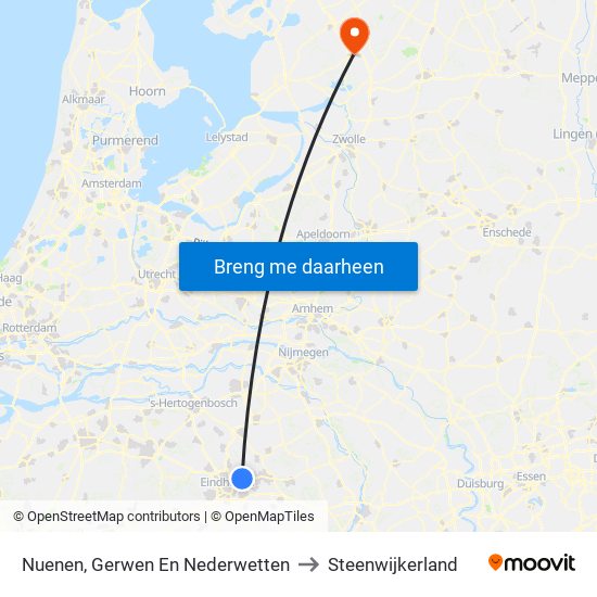 Nuenen, Gerwen En Nederwetten to Steenwijkerland map