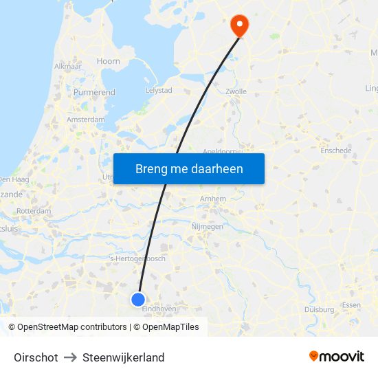 Oirschot to Steenwijkerland map