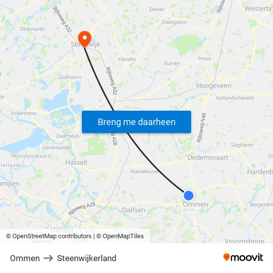 Ommen to Steenwijkerland map