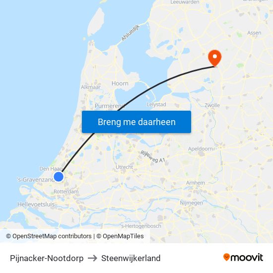 Pijnacker-Nootdorp to Steenwijkerland map