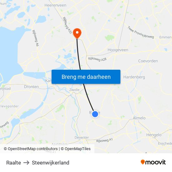 Raalte to Steenwijkerland map