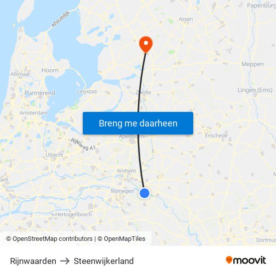 Rijnwaarden to Steenwijkerland map