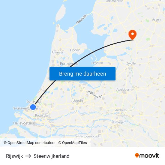 Rijswijk to Steenwijkerland map