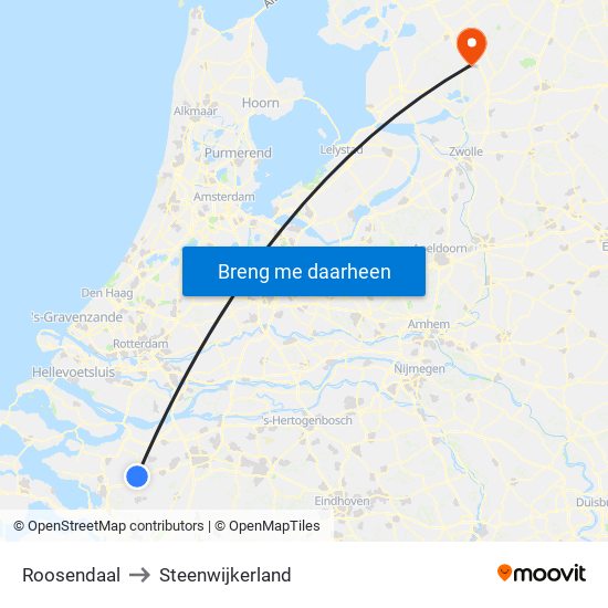 Roosendaal to Steenwijkerland map
